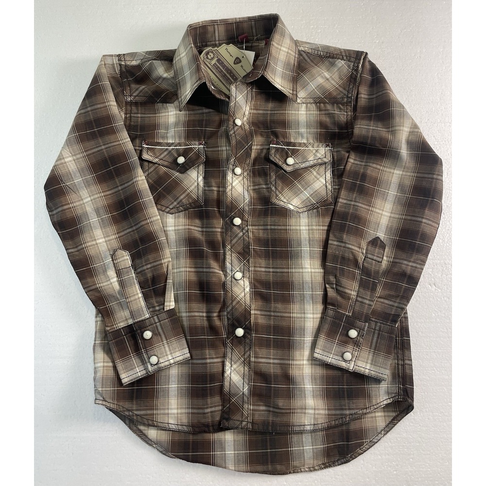 Boys RAFTER C Red Dirt Collection Cowboy Rodeo Pearl Snap Western Shirt Sz M